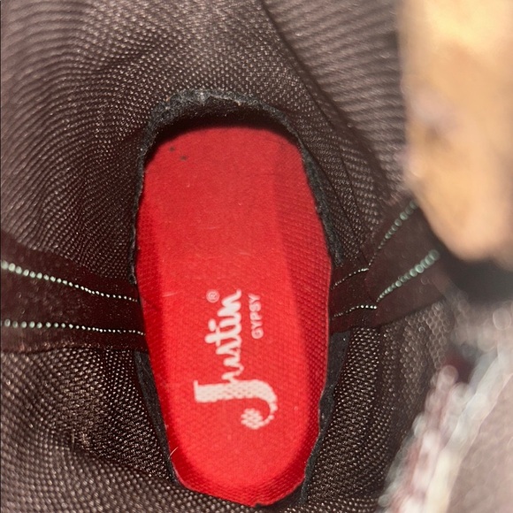 Justin Boots Brown and Turquoise Heeled Boots - Picture 8 of 10